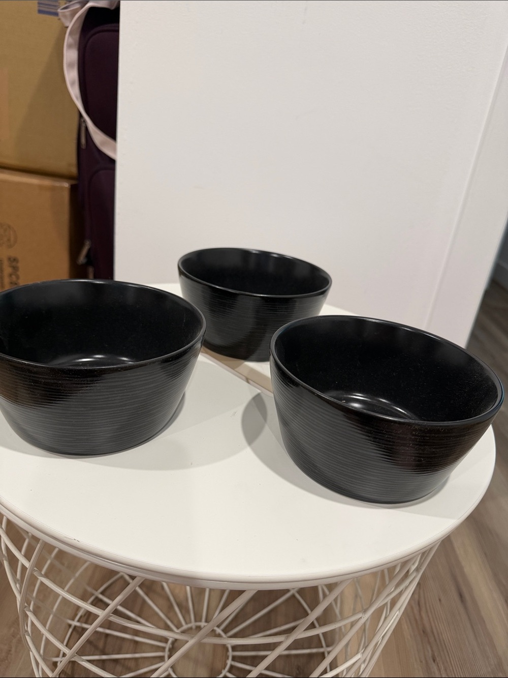 Noritake Black Ceramic Serving Bowls - Set of 3